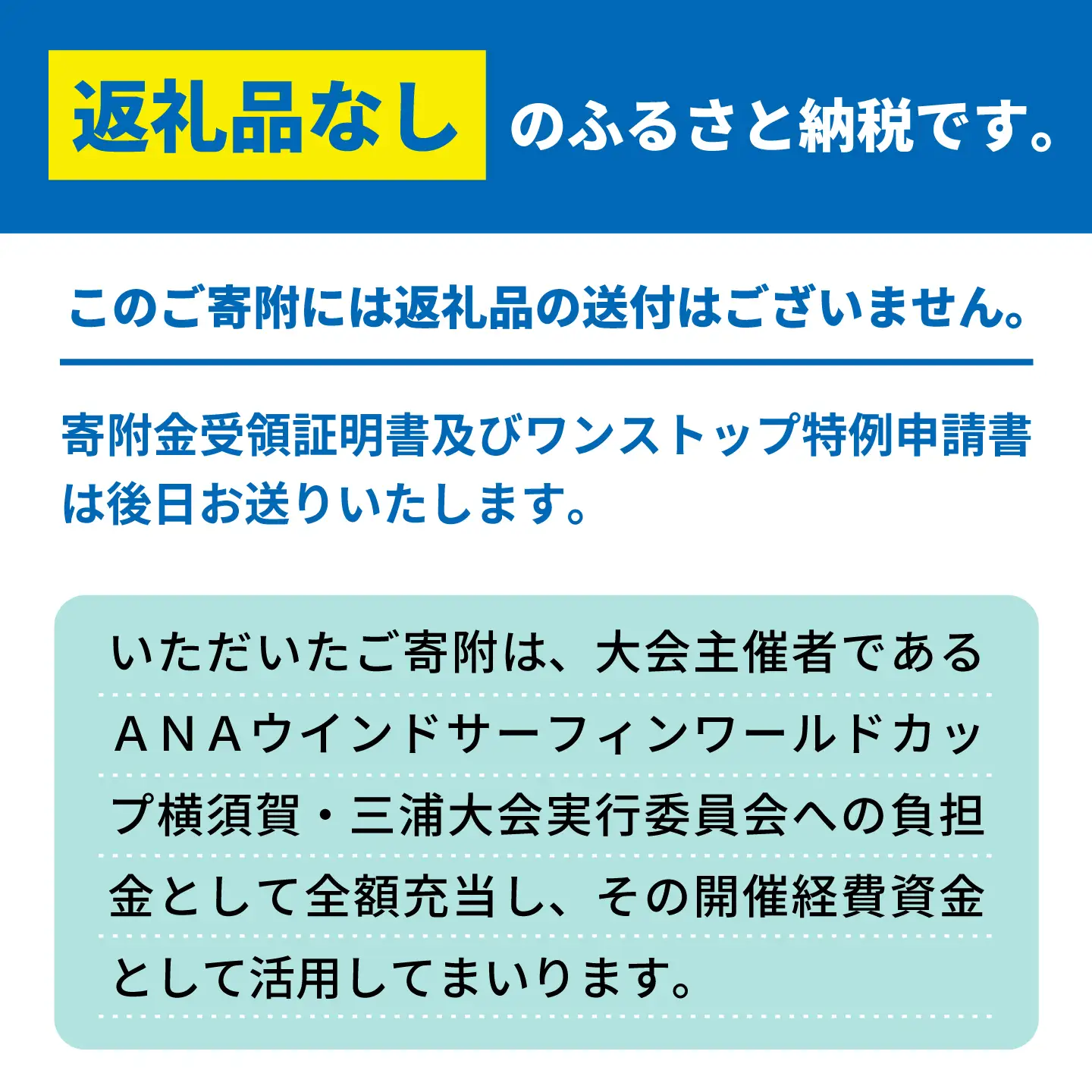 【返礼品なし】ANAウインドサーフィンワールドカップ横須賀・三浦大会開催 応援寄附 100,000円 津久井浜 神奈川県横須賀市【株式会社京急アドエンタープライズ】[AKHI005-6]