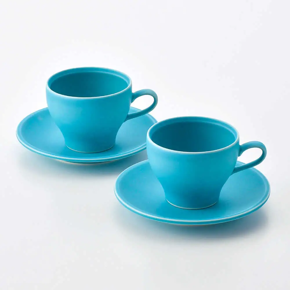 【波佐見焼】 コーヒーカップ＆ソーサー トルコブルー 2点セット マット【福田陶器店】[PA392]