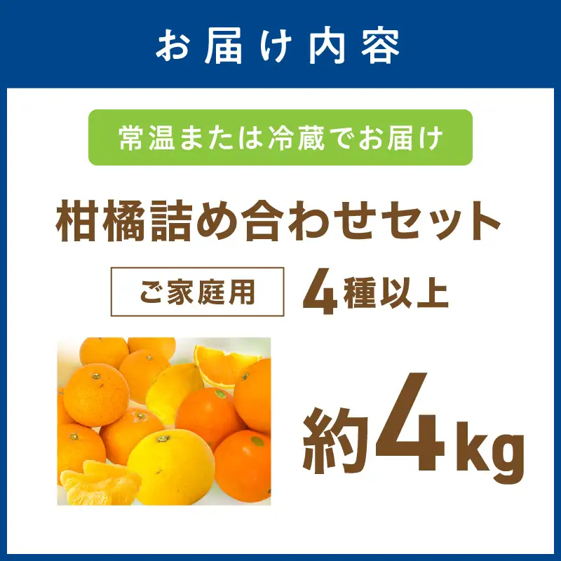 みかん 柑橘詰め合わせセット 家庭用４種以上 約4kg 和歌山産 みかん【1199-1】