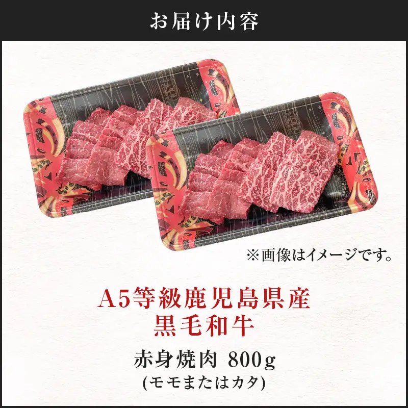 A5等級 鹿児島県産 黒毛和牛 赤身 焼肉 800g K002-051_08 肉 牛肉 冷凍