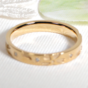 指輪 桜 K18YG イエローゴールド ダイヤモンド 0.05ct 18金 和柄 花模様 花びら ストレート レディース リング 【327-k18yg】 ALPAZ167