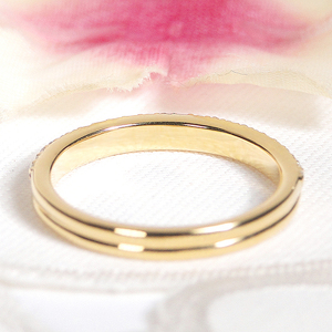 結婚指輪 K18YG イエローゴールド ダイヤモンド 0.12ct 18金 重ねづけ風 華やか 二連 2連 ハーフエタニティ レディース リング 【331-k18yg】 ALPAZ170