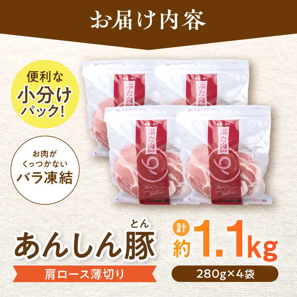 豚肉 肩ローススライス 計1.1kg《バラ凍結》藤井ファーム[AWAF045]豚ロース