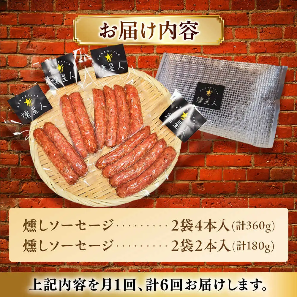 【全6回定期便】燻しソーセージ 12本 / 燻製 豚肉 スモーク おつまみ / 瀬戸市 / 天佑[BBBZ024]