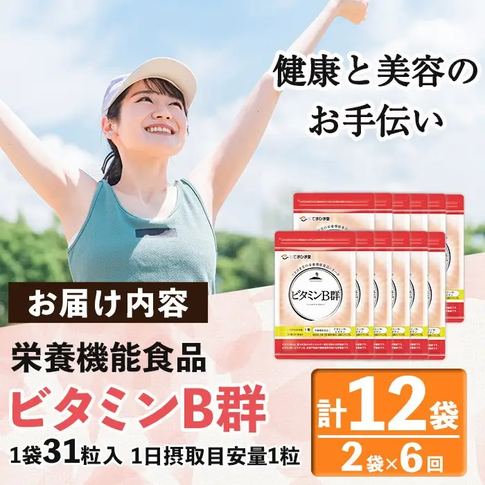 No.1300-B ＜定期便・全6回(隔月)＞ビタミンB群(2袋×6回・計12袋) 鹿児島 日置市 健康食品 サプリ 栄養バランス 食生活 安心安全 ビタミン 定期便 頒布会 【てまひま堂】
