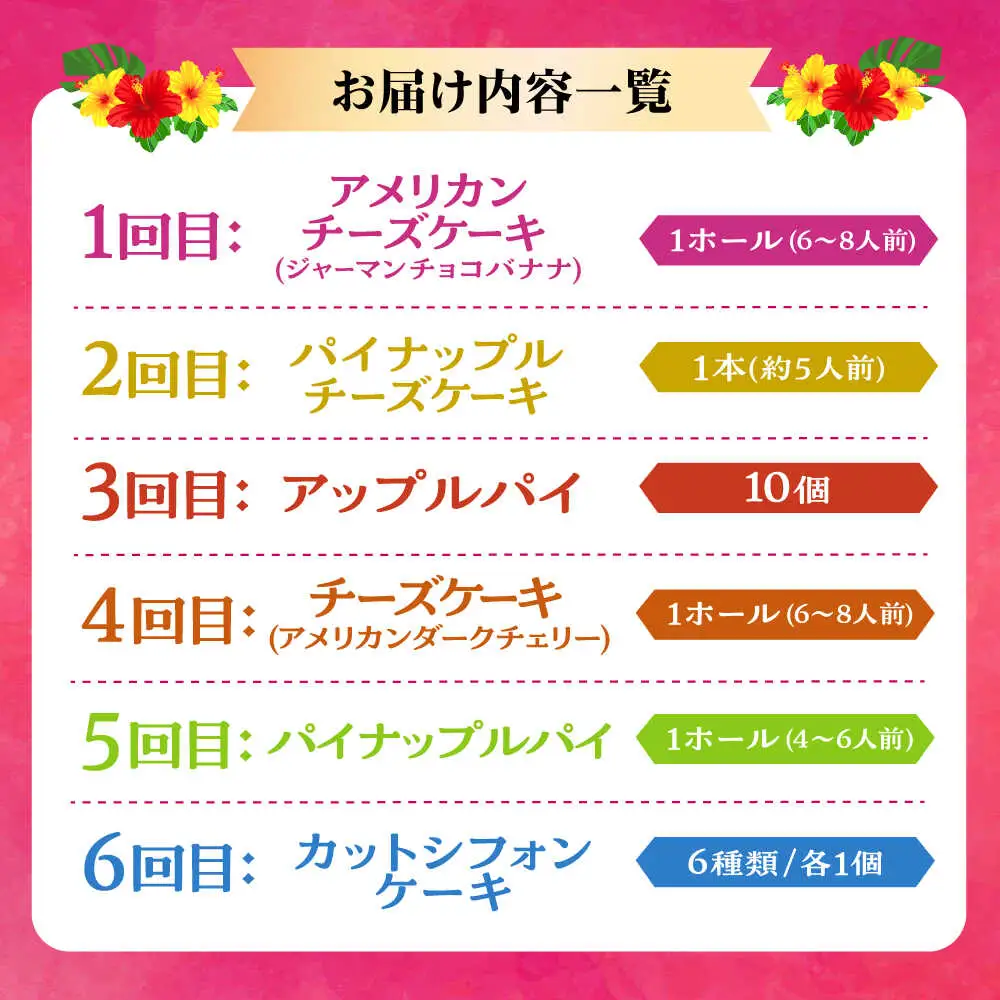 【全6回定期便】 OKINAWANスイーツ堪能定期便  ケーキ 洋菓子 スイーツ ギフト お土産 冷凍 沖縄市 / 株式会社クロップ・株式会社ファーストマーク・ZAZOU・シフォンケーキショップ ウニパティ[BCZZ013]