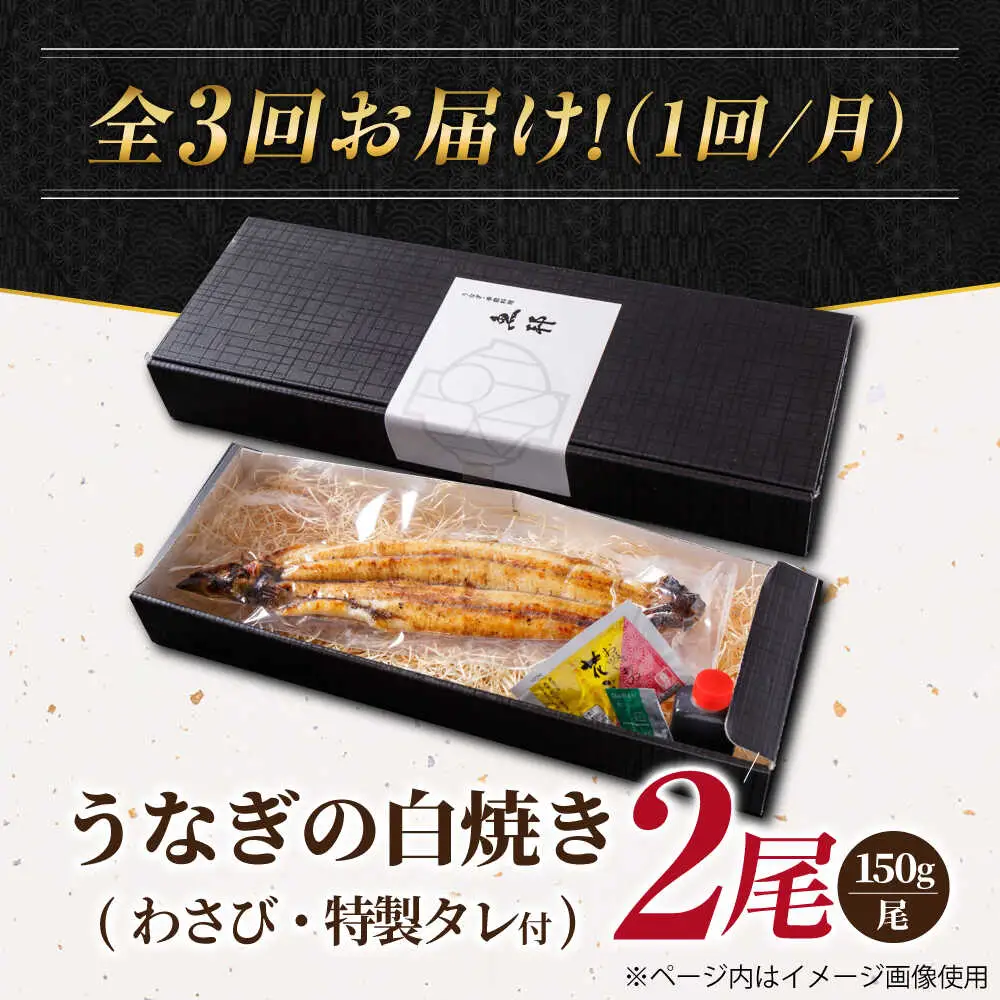 【3回定期便】国産 上うなぎ 白焼き 2尾 約150g×2パック / 鰻 ウナギ うなぎ 白焼き / 御嵩町 / 鰻 季節料理 魚邦[AVBH027]