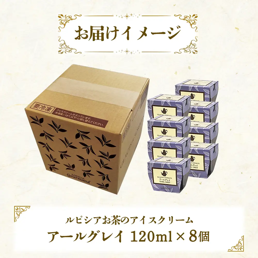 【北海道の生乳×ルピシアのお茶 アイス】グラス and ソルベ（アールグレイ）8個セット【06137】
