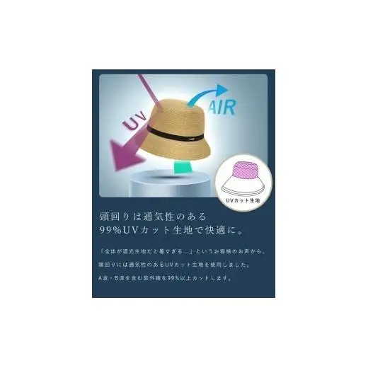 ロサブラン 和紙ブレード バケットハット (つば裏遮光 / 通気性あり) 【ベージュ(ブラック)(M)】[020215-001-m] 071-b029 
