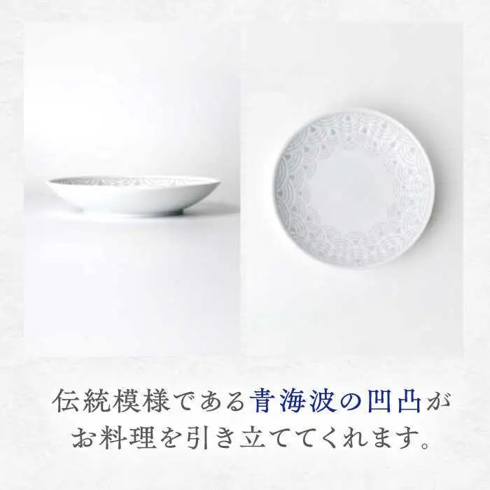【波佐見焼】青海波グレー プレート Mサイズ 5個セット【聖栄陶器】[TG28]