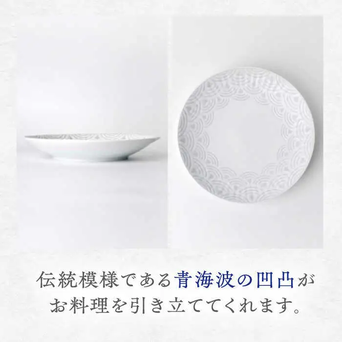 【波佐見焼】青海波グレー プレート Lサイズ ２個セット【聖栄陶器】[TG29]