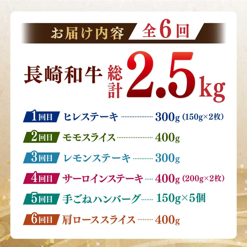 【全6回定期便】60年以上愛される老舗「野中精肉店」よりお届け！目利きの店主厳選 長崎和牛ご褒美定期便【野中精肉店】[VF98]