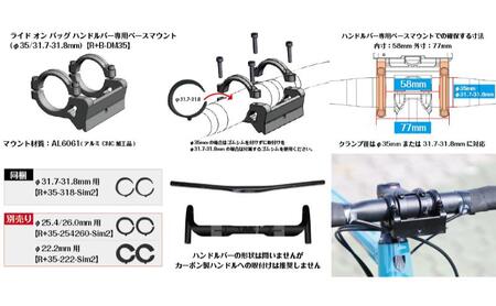 ライドオンバッグ オリーブ ハンドルバー専用マウント ライドオンバッグ【R+Bag-OLIVE-DM35】【セット品】
