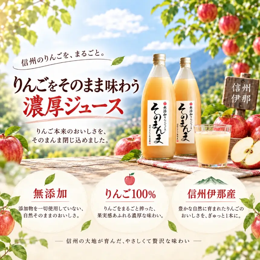 無添加！100%そのまんまりんごジュース　6本入り【015-65】