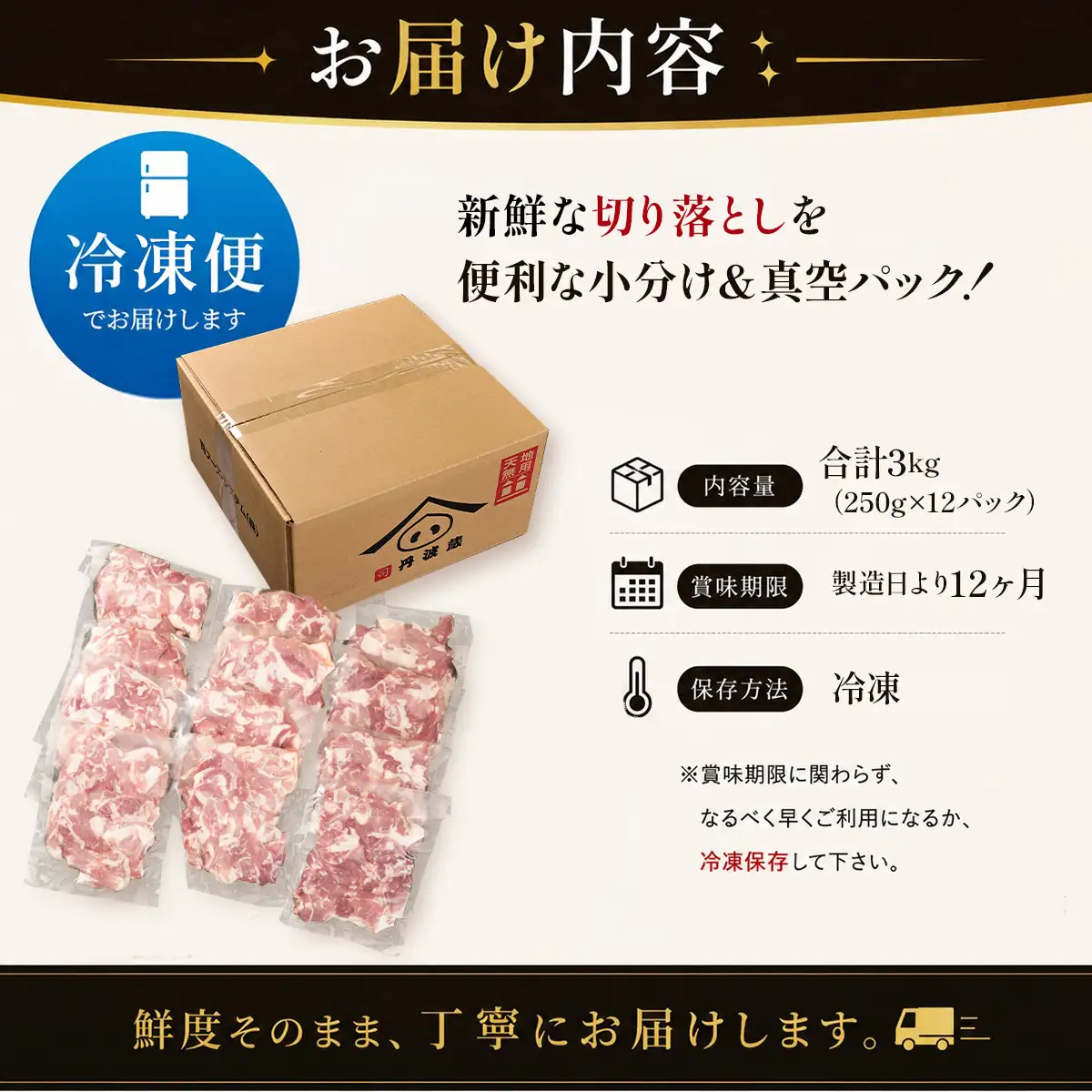 豚肉〈訳あり・小分け〉和豚切り落とし（250g×12袋 計3kg）豚肉 [BW105-2511]