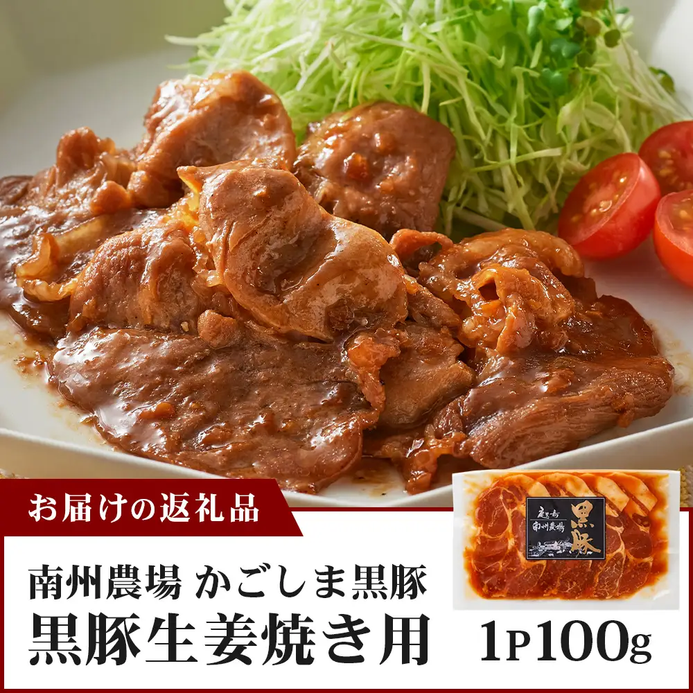 鹿児島県産 黒豚生姜焼き（100g×1パック） 味付き肉 冷凍 NS-20 | 鹿児島 黒豚 かごしま黒豚 お味見 お試し お一人様用 お肉 肉 豚肉 しょうが焼き 焼くだけ 味付き おかず お弁当 加工肉 真空パック 鹿児島県 南大隅町 南州農場