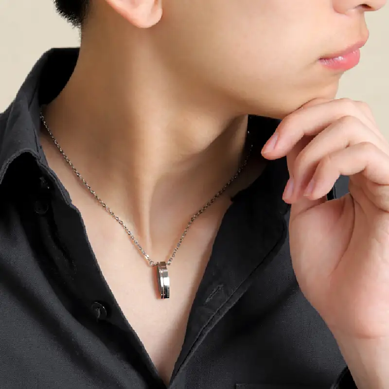 （ブラックIP50cm）管理医療機器 純チタン永久磁気ネックレス PURE LOOP OZ クリスプタイプ