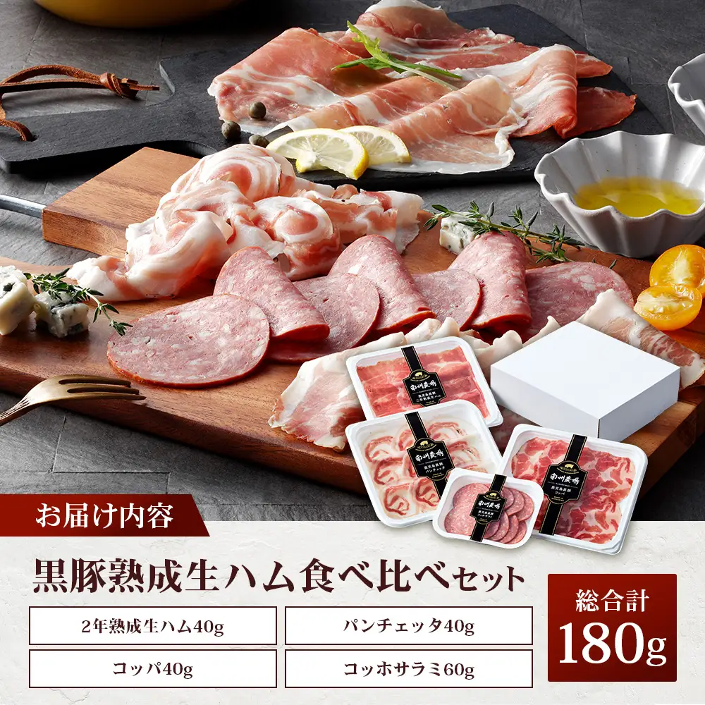南州農場 黒豚熟成生ハム 4種食べ比べ セット 冷蔵 NS-9 | 国産 肉 お肉 豚肉 豚 にく ぶた かごしま黒豚 生ハム 最高峰 熟成ハム コッパ パンチェッタ コッホサラミ スパイス サラミ 詰め合わせ 産地直送 ギフト プレゼント 贈り物 鹿児島県 南大隅町