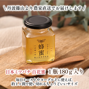 はちみつ 〈丹波篠山産 日本蜜蜂 百花蜜〉 180g×1瓶 蜂蜜  [SYC01]