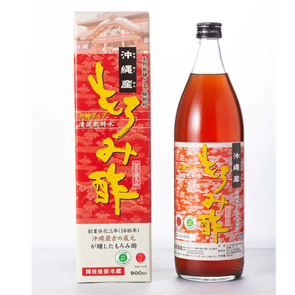【全3回定期便】天然発酵クエン酸飲料 もろみ酢 900ml (黒糖入り) 黒糖 健康飲料 健康食品 クエン酸 国産 沖縄市 / 新里酒造株式会社[BCAS018]