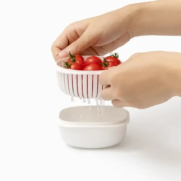 蒸気であたためる冷凍ごはん容器　2個組【4色から好きなカラーを選べる】グレー  / 奈良県 葛城市 容器 プラスチック ライクイット 冷凍ご飯 ザル型【like090-4】