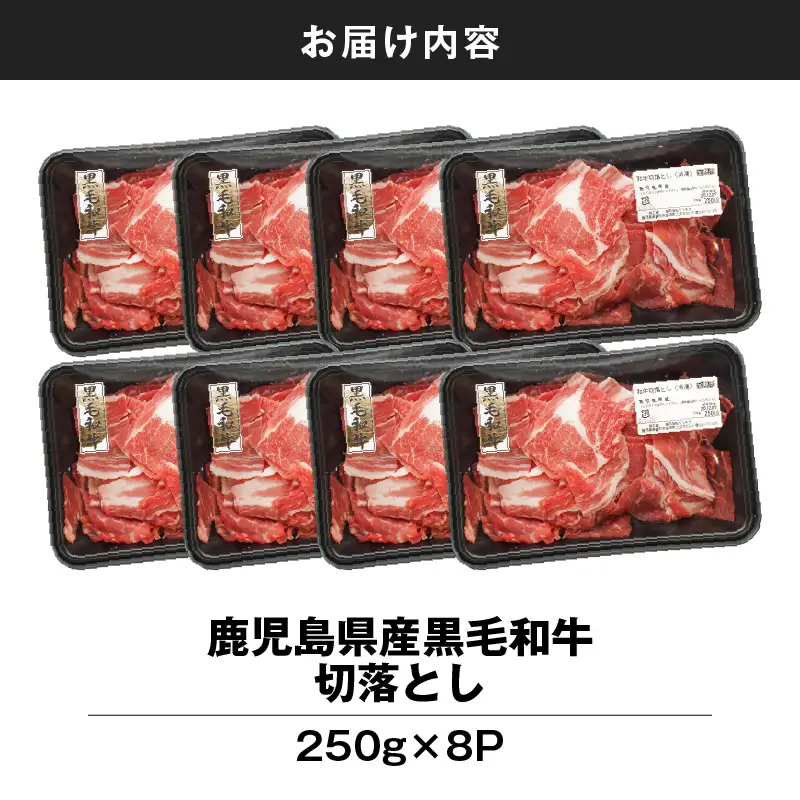 鹿児島県産 黒毛和牛 切り落し 計2kg KN102-006-03 肉 牛肉 冷凍