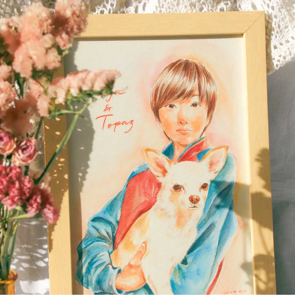 心温まる一枚をお届け オーダーメイド似顔絵(A4・3から5名様・上半身) / 手描き 似顔絵 誕生日 記念日 ギフト / 御嵩町 / M.似顔絵とアート[AVBR003]