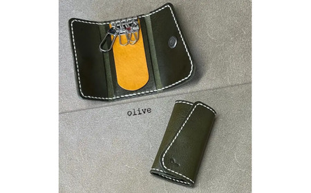 【革小物one】slim key case（スリムキーケース）オリーブ BTDN059