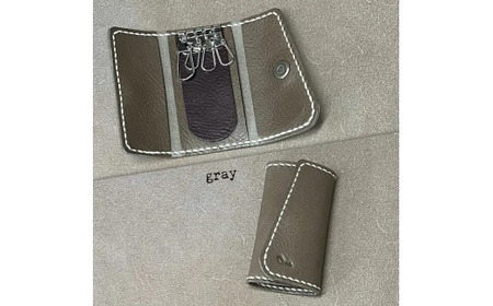 【革小物one】slim key case（スリムキーケース）グレー BTDN061