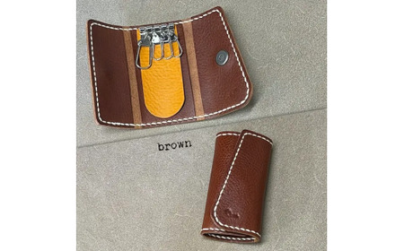 【革小物one】slim key case（スリムキーケース）ブラウン BTDN062