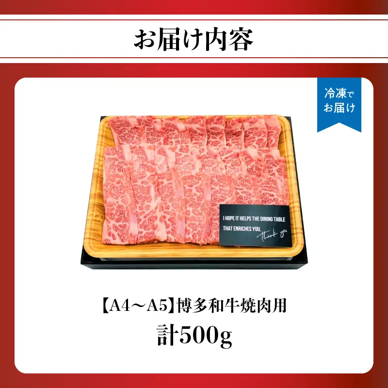 【A4～A5】博多和牛焼肉用 500g 黒毛和牛 焼肉 和牛 国産 牛肉 BBQ グルメ 焼肉 バラ 肩ロース モモ A4 A5 福岡県 八女市 214-022