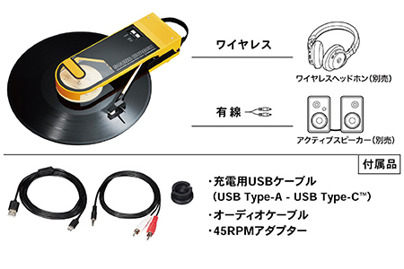 レコードプレーヤー「サウンドバーガー」 AT-SB727 YL（イエロー）オーディオテクニカ Bluetooth