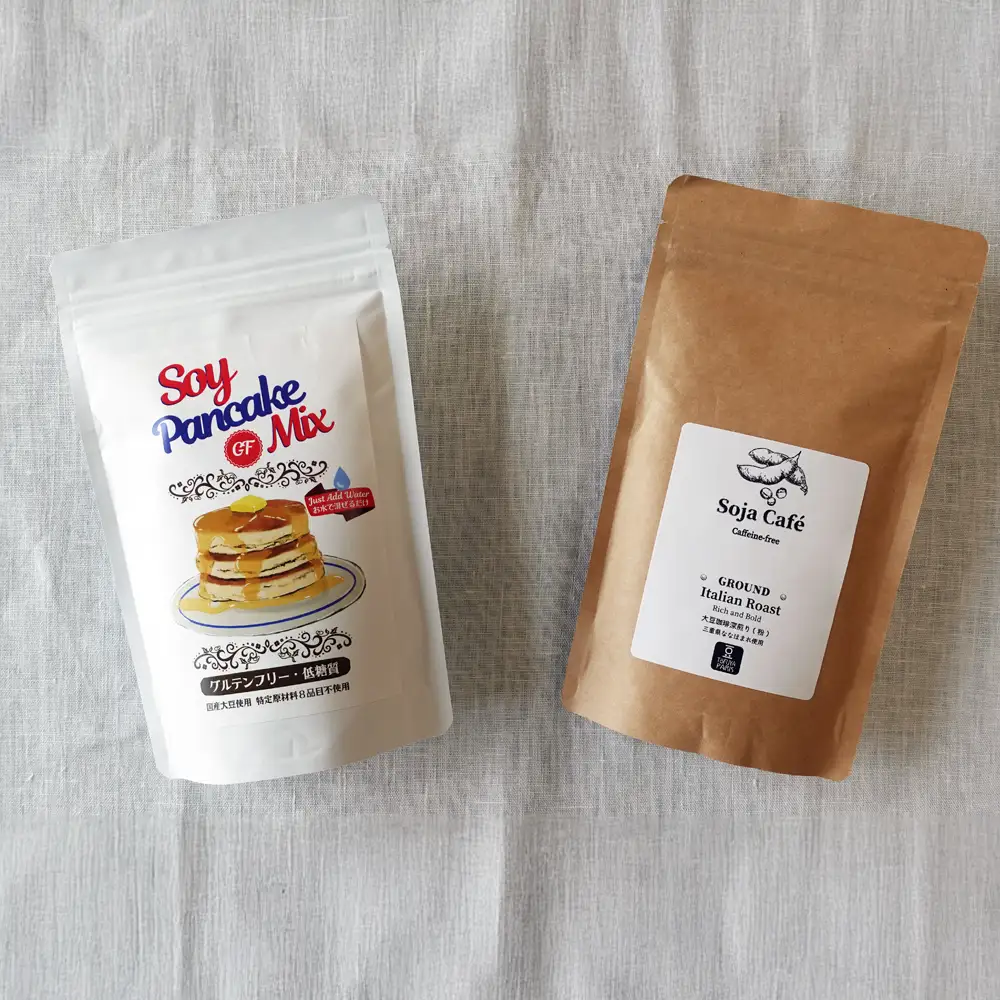 Soy Morning Set｜大豆パンケーキミックス＆大豆珈琲の朝食セット【豆腐、にがり、無添加、オーガニック、発酵食品、スローライフ、珈琲、手作り、安心、三重県、四日市市、ふるさと納税】