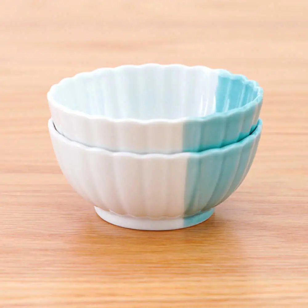 【波佐見焼】花しのぎ 丸小付 ハーフカラー ミント 2個セット【団陶器】[PB200]