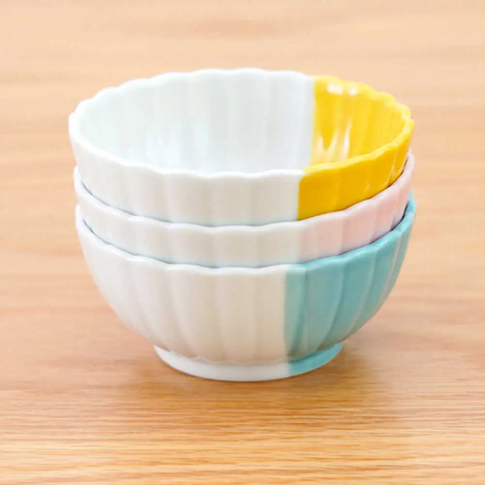 【波佐見焼】花しのぎ 丸小付 ハーフカラー 3色セット【団陶器】[PB202]