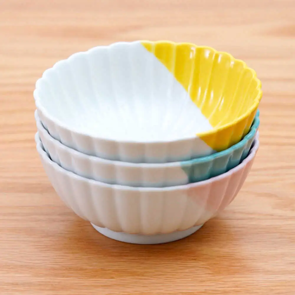 【波佐見焼】花しのぎ 小鉢 ハーフカラー 3色セット【団陶器】[PB206]