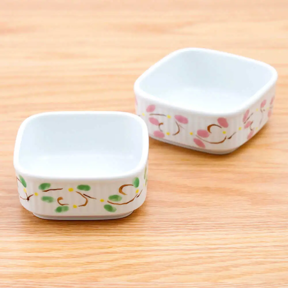 【波佐見焼】角パック 唐草 ペア 2色セット グリーン・ピンク【団陶器】[PB216]