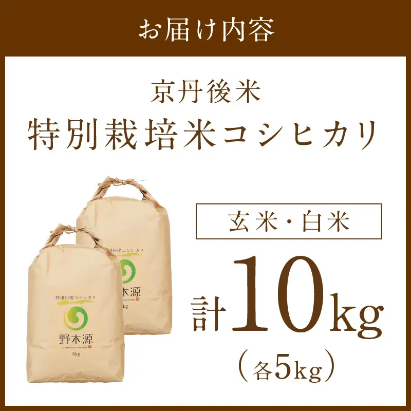 2026年産 京丹後米 特別栽培米コシヒカリ 玄米・白米 各5kg 白米 玄米 ふるさと納税 米 精米 お米 ご飯 ごはん コシヒカリ 京丹後産
