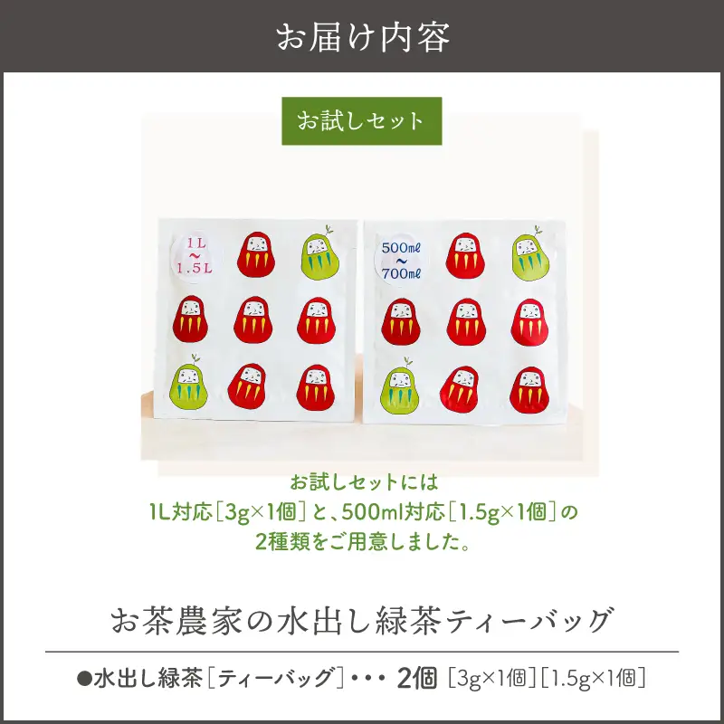 お茶 農家 の 水出し 緑茶 ティーバッグ（ お試しセット ） KN166-003 茶