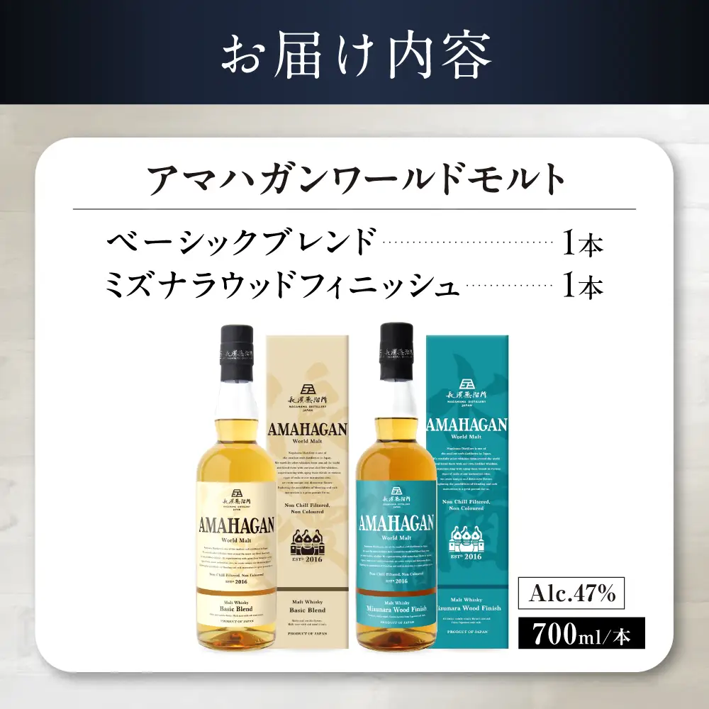 ウイスキー アマハガン 700ml×2本セット（ベーシック・ミズナラ） [AQBX114]