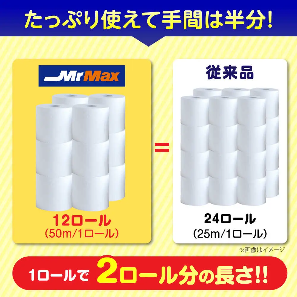 MrMax 2倍巻きトイレットペーパー再生紙72ロールダブル  VES001 トイレット  