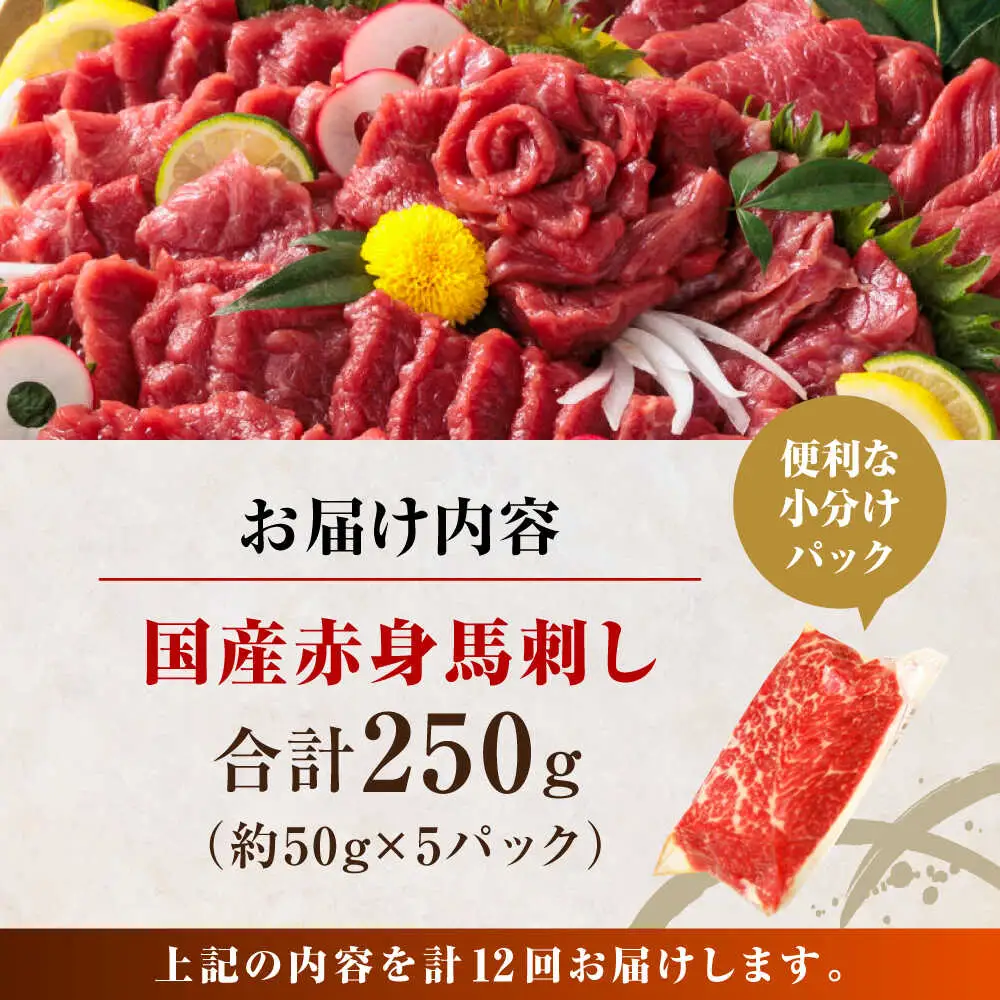 【全12回定期便】国産 赤身馬刺しセット 約250g 赤身馬刺し[AYBP028]