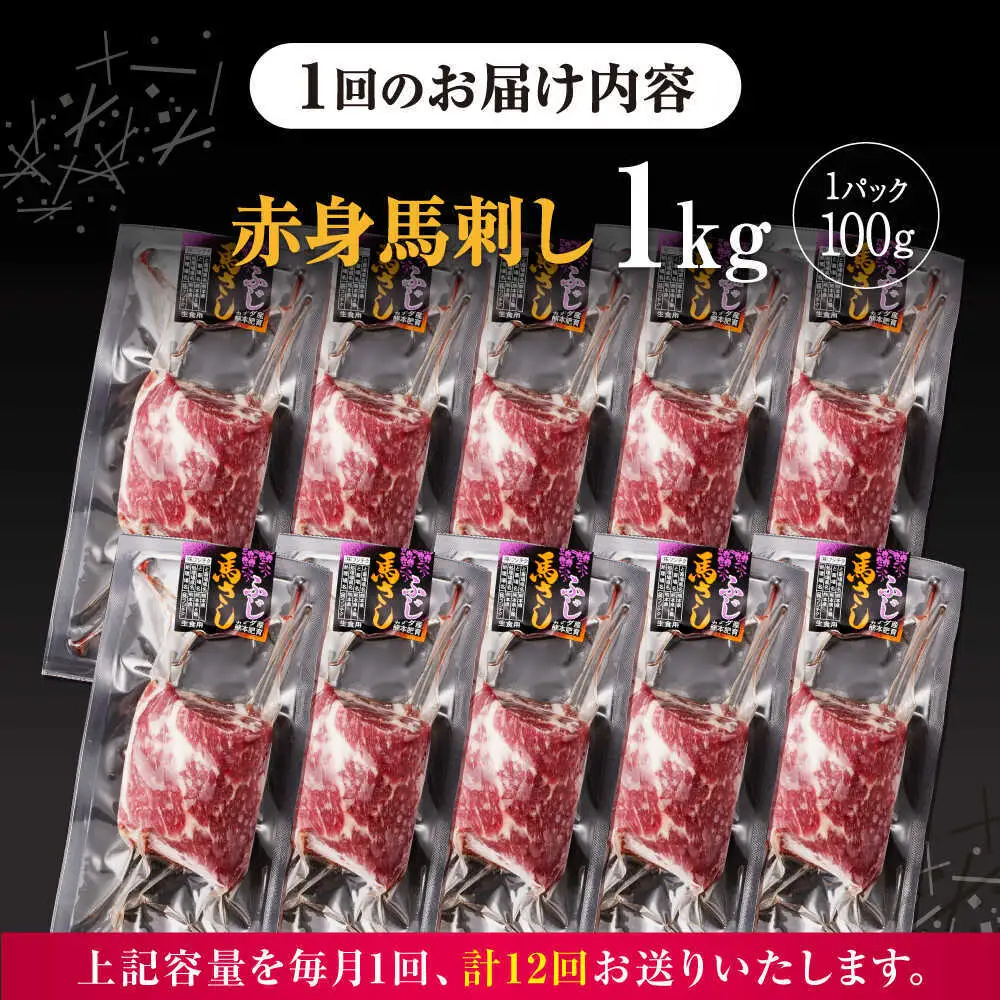 【全12回定期便】赤身馬刺し 計約1kg 馬刺し[AYBV052]