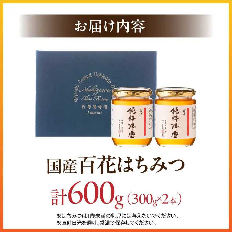 国産百花はちみつ300g×2本 はちみつ 蜂蜜 国産 百花はちみつ 西澤養蜂場