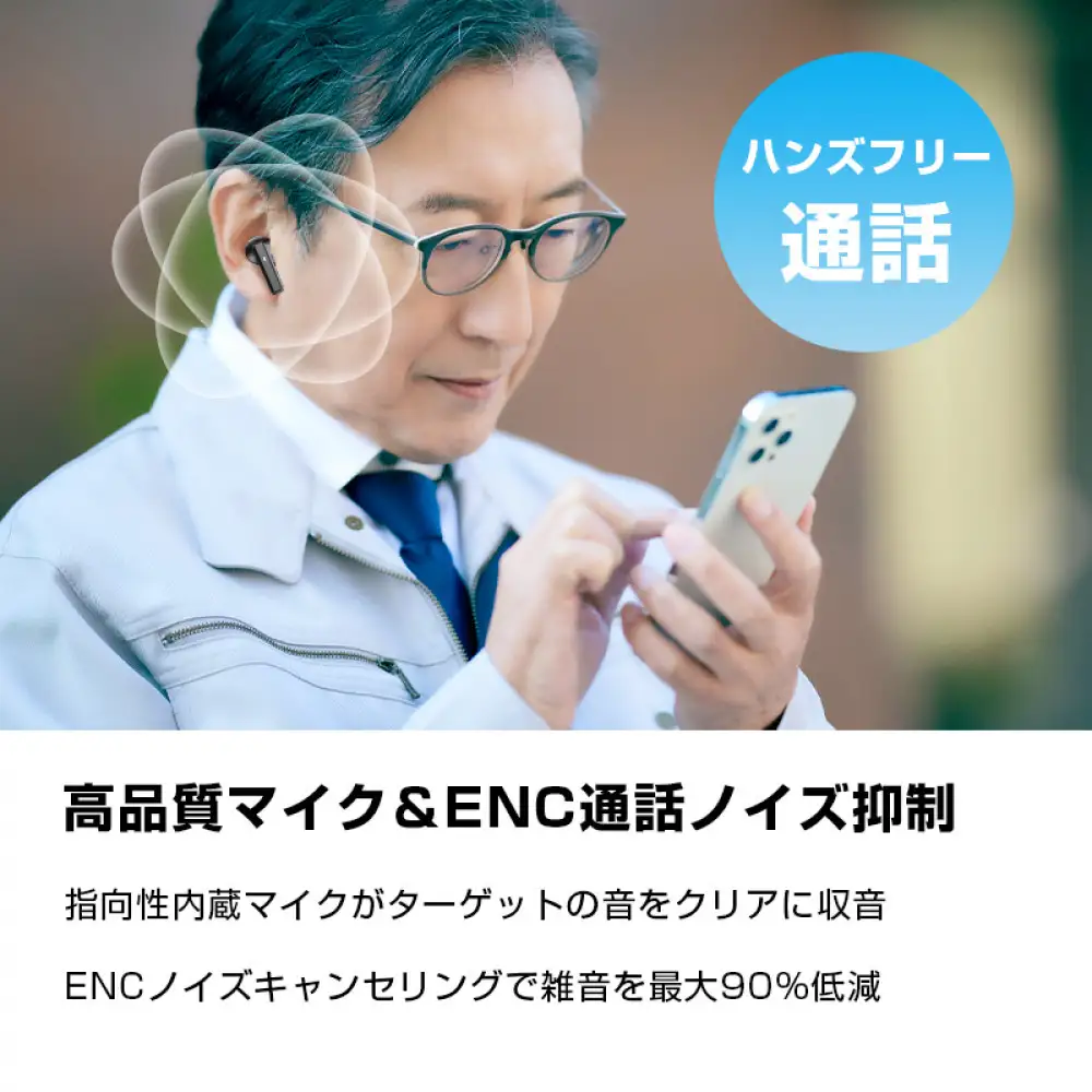 ワイヤレスイヤホン型集音器 ＜ブラック＞音を大きくする 5段階音量 音声拡聴器 Bluetooth 5.4 カナル型 遅延ゼロ TWSワイヤレスヘッドセット 2025年 新発売 ANC+ENC ノイズキャンセリング クリア通話 ハンズフリー通話 USB充電 90日安心保証付き 【PL保険加入済み製品・安心】