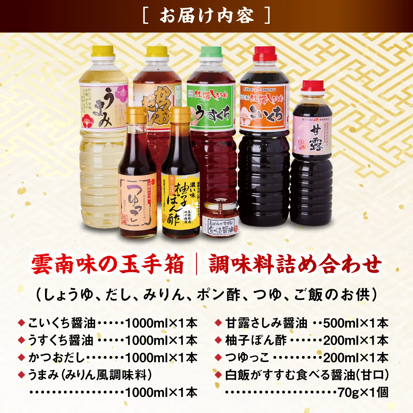 【ふるさと納税限定】雲南味の玉手箱 しょうゆ 調味料セット[AICV014]