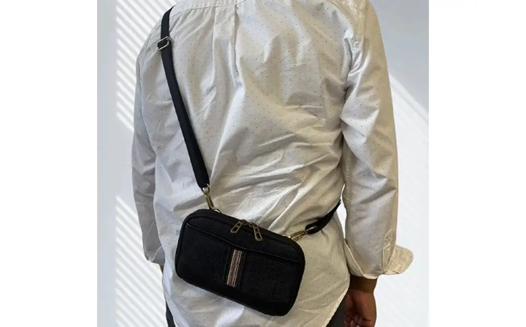 豊岡鞄 AD2504 井原デニム ウォレットポーチ ネイビー / デニム ショルダーポーチ ウエストポーチ スマホ収納 財布機能 サイフ ポケット カード入れ シンプル デザイン メンズ レディース バッグ カバン かばん 鞄 ALBAPIE アルバピエ 足立
