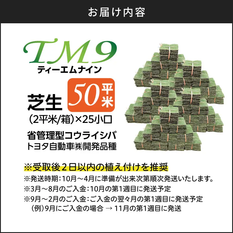 TM9 （ ティーエムナイン ） 省管理型コウライシバ トヨタ自動車(株) 開発品種 50平米 KN080-007-05 庭