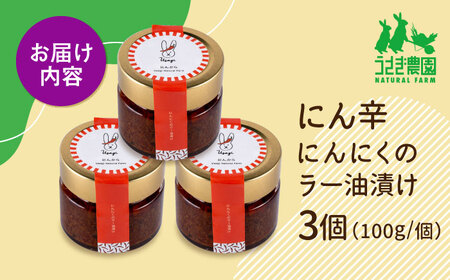 にん辛 にんにくのラー油漬け 3個セット (100g×3個)【うさぎ農園】[AYDJ004]