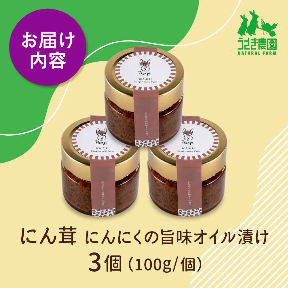 にん茸 にんにくの旨味オイル漬け 3個セット (100g×3個)【うさぎ農園】[AYDJ006]